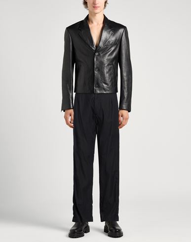 Man Pants Black Size 34 Cotton, Linen, Paper