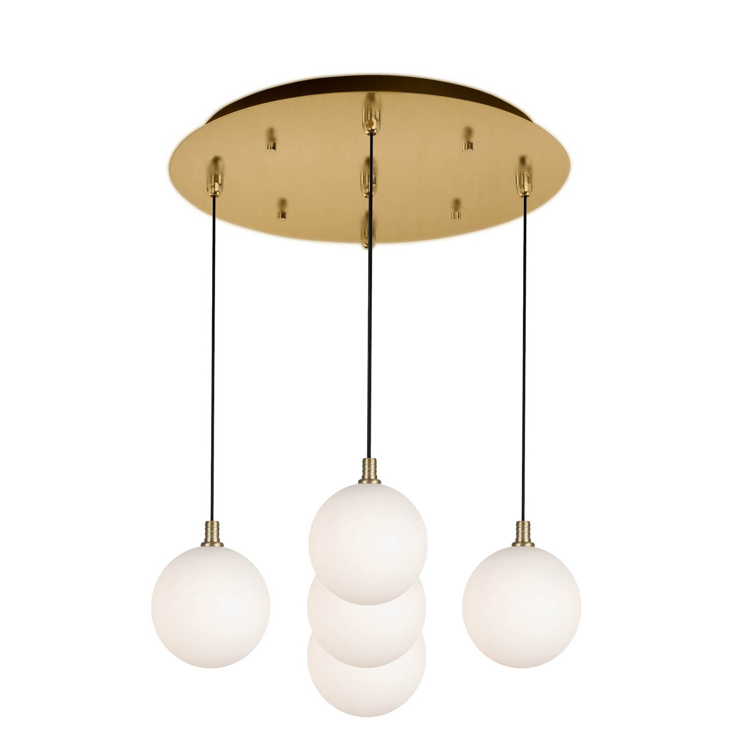 Brushed Gold Opal Glass LED Pendant from the Bolla Collection