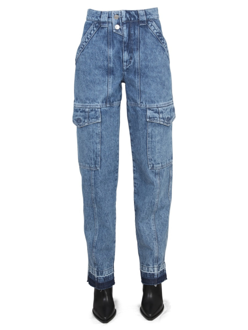 Blue Tapered High Rise Jeans