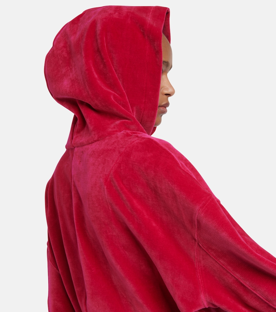 Cropped velour hoodie