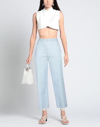 Woman Pants Light blue Size 6 Cotton