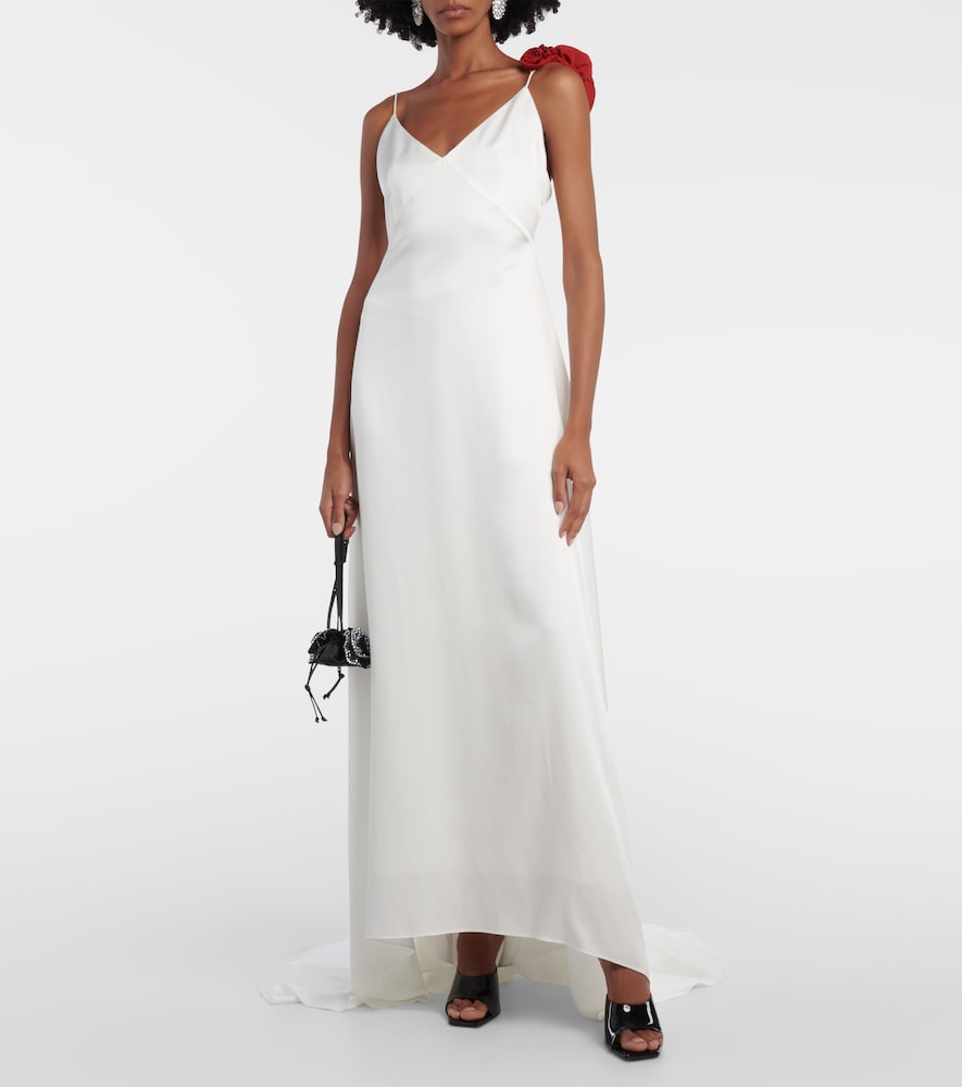 Rosette embellished slip gown