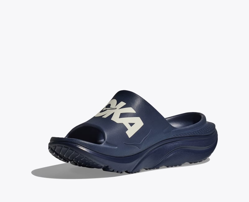 HOKA Ora Athletic Slide Shoes in Varsity Navy/White
