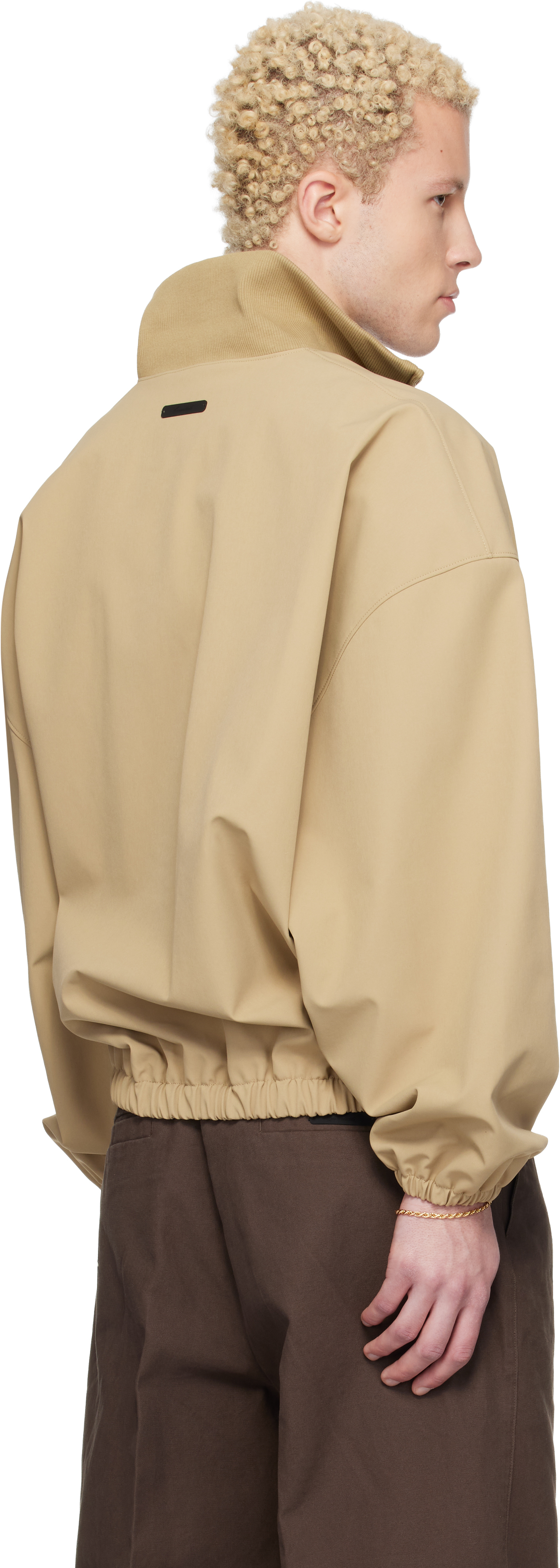 Beige Signature Full Zip Track Jacket