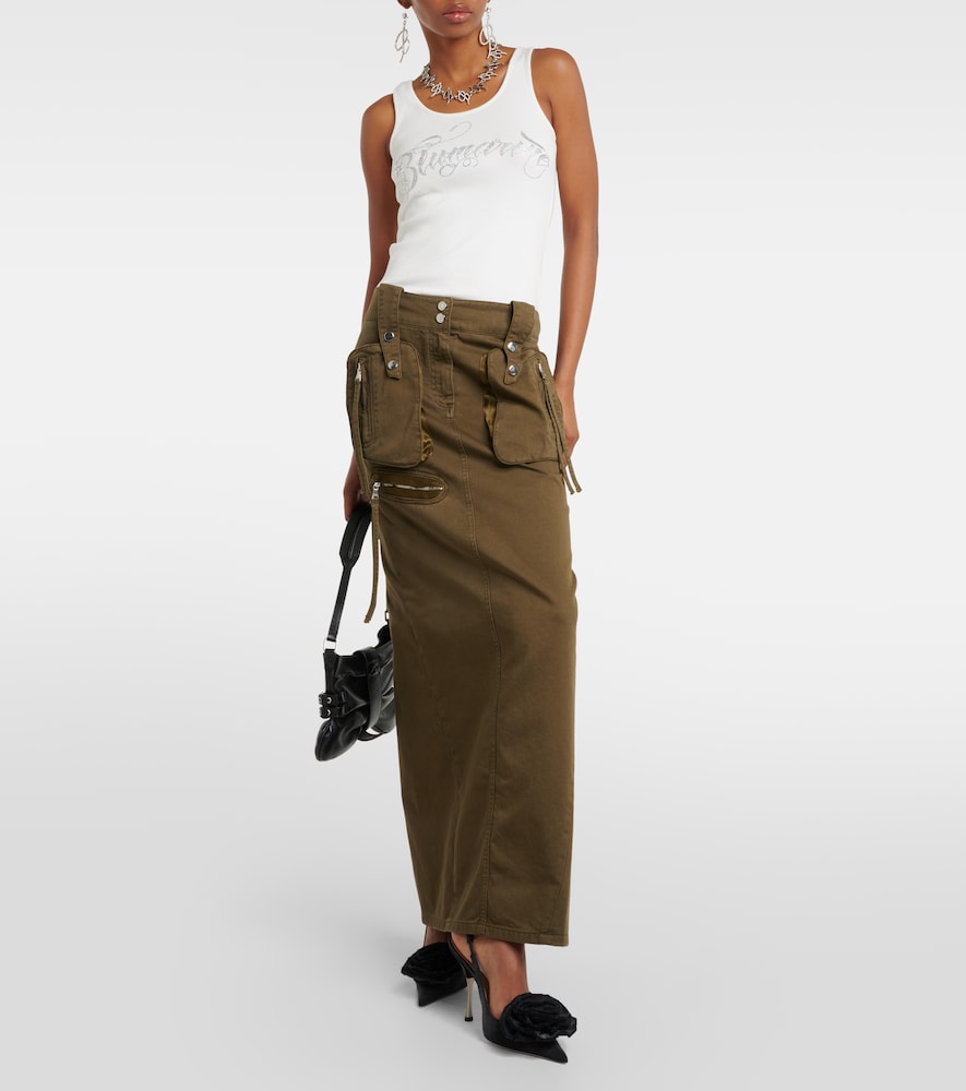 Denim cargo maxi skirt