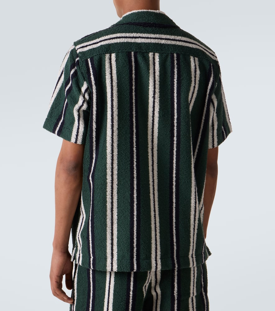 Griffith striped cotton-blend terry bowling shirt