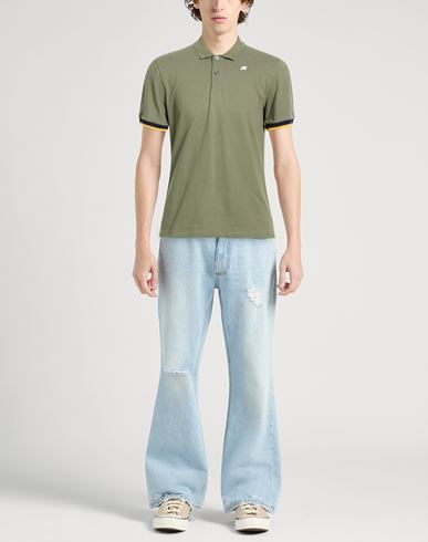 Man Polo shirt Military green Size S Cotton, Elastane