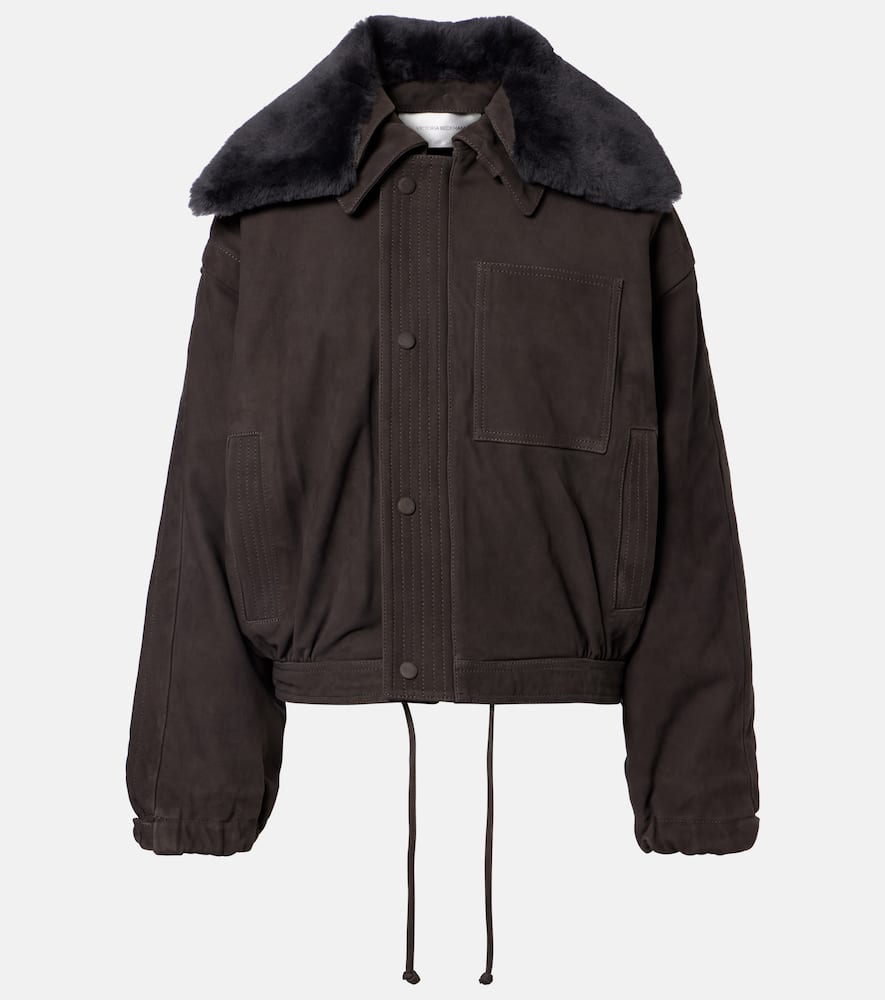 Shearling-trimmed suede blouson jacket
