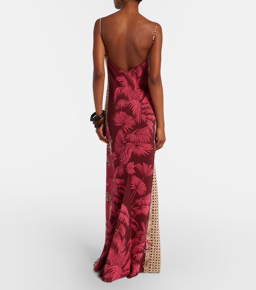 Printed silk slip dress