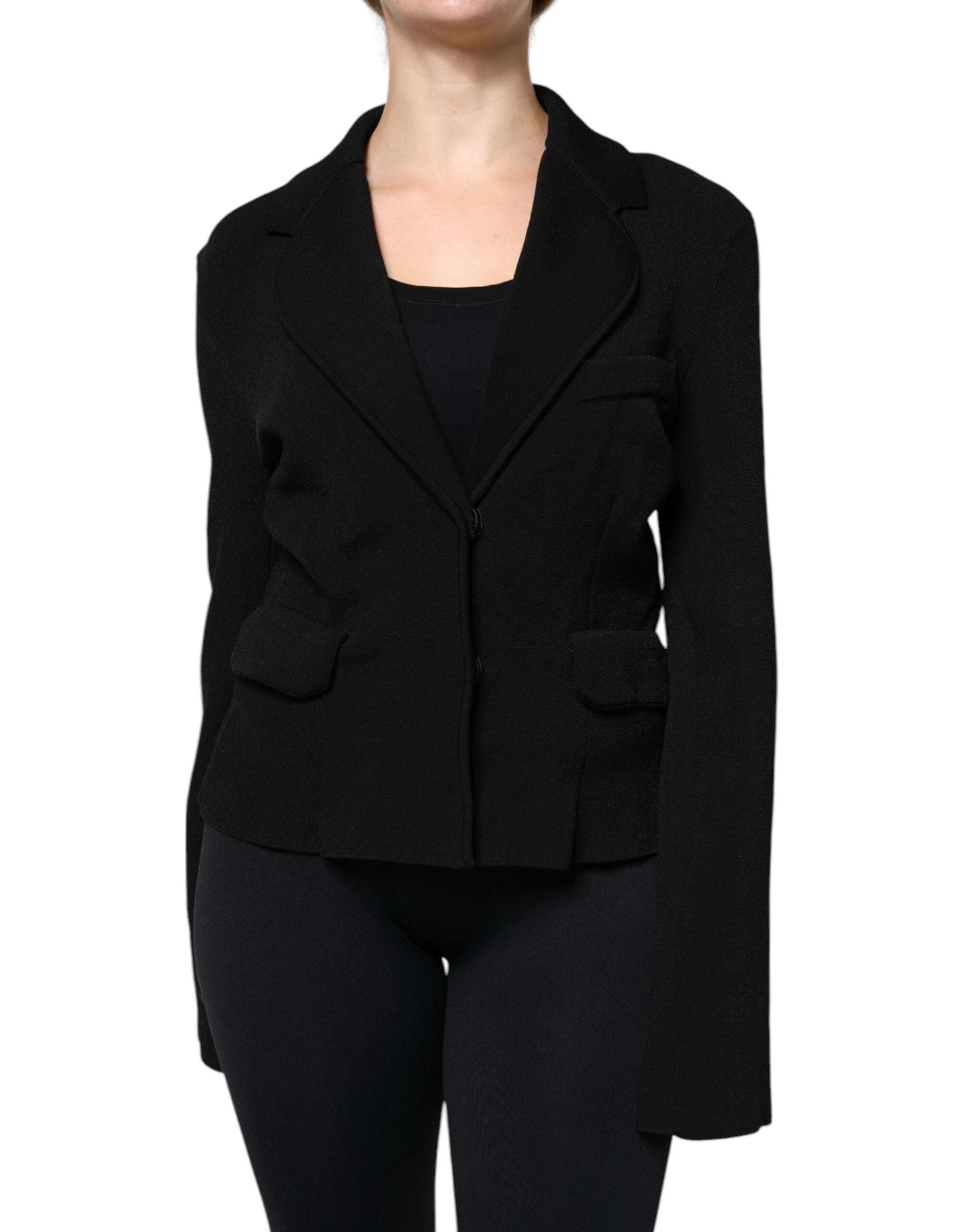 Viscose Single-Breasted Blazer — Black