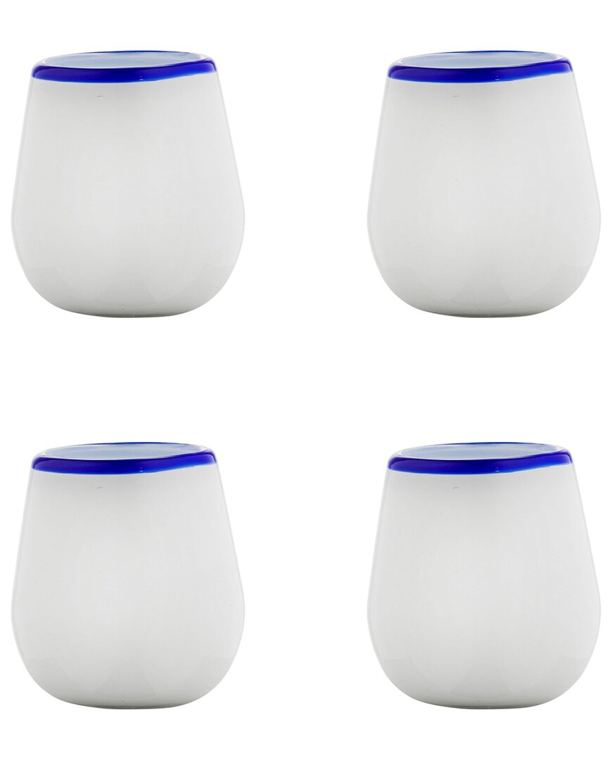 Set Of 4 Leon Mexican Glassware Stemless Wine Glasses