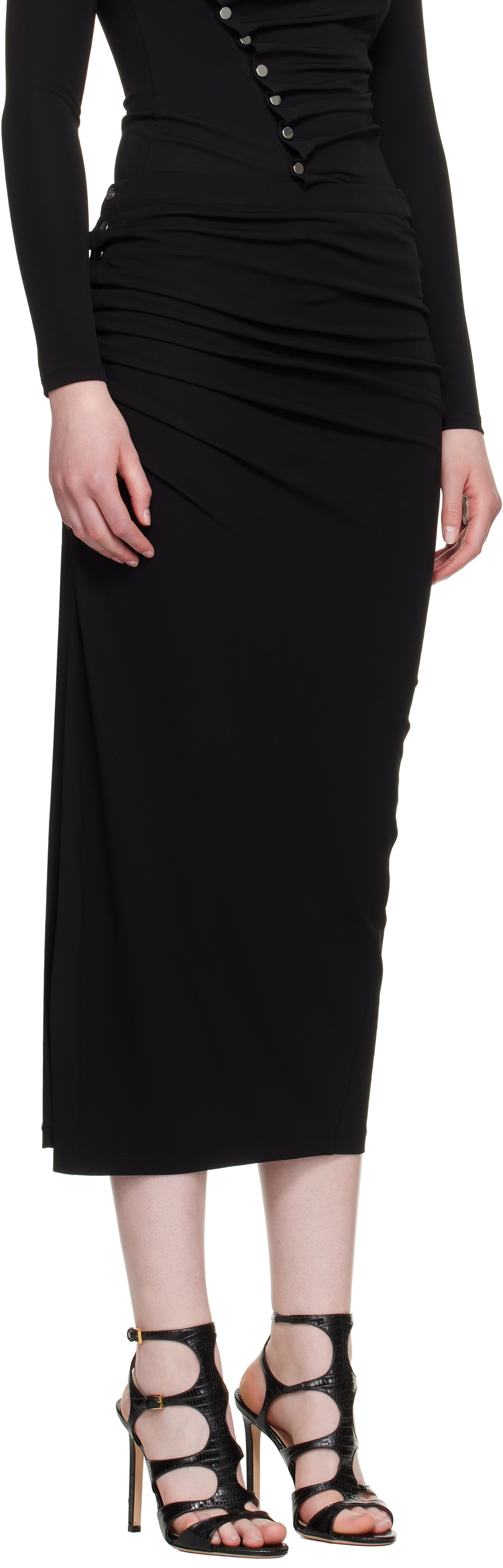 Rabanne Black Jersey Midi Skirt