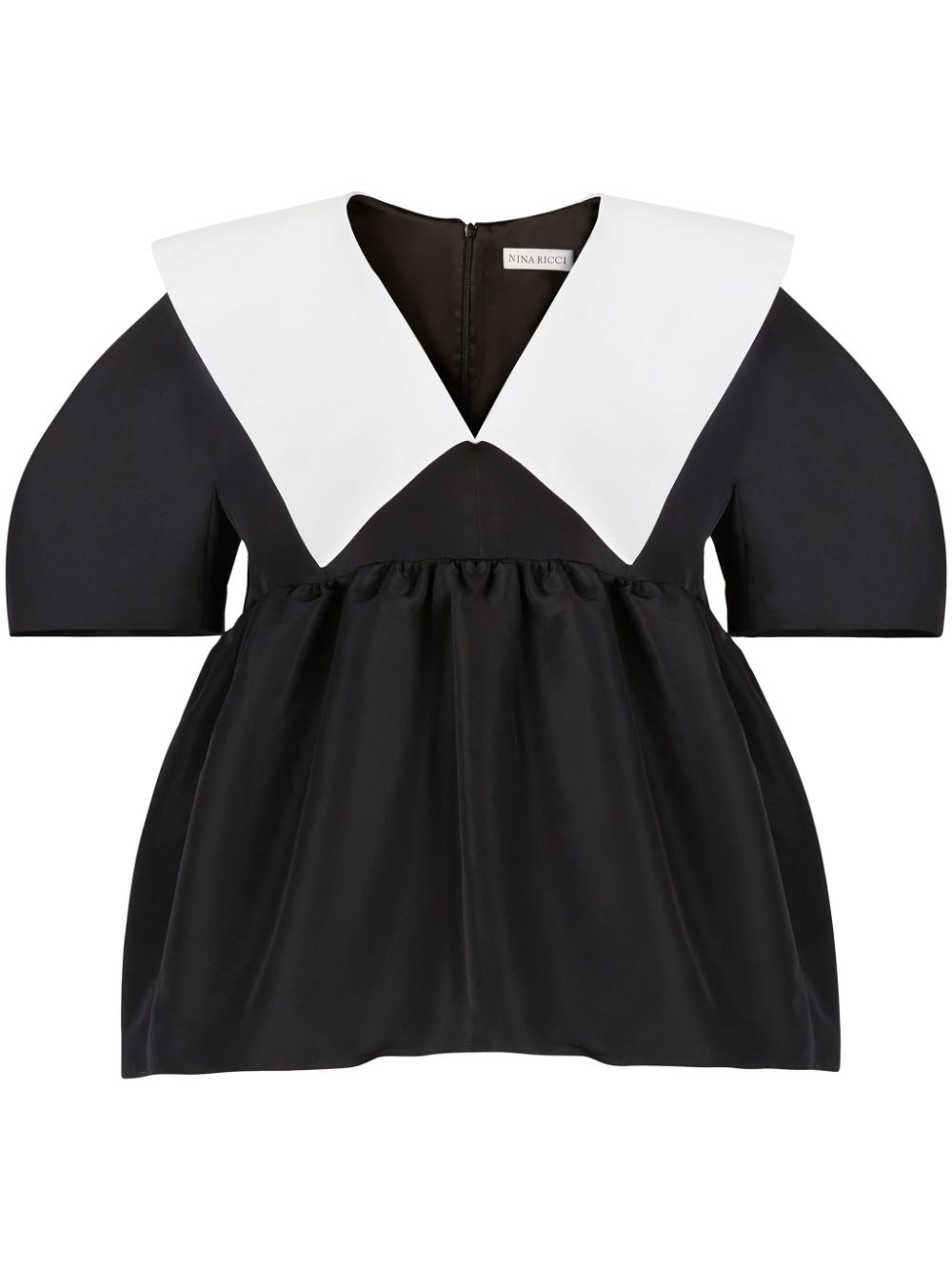 Taffeta v-neck top - Black