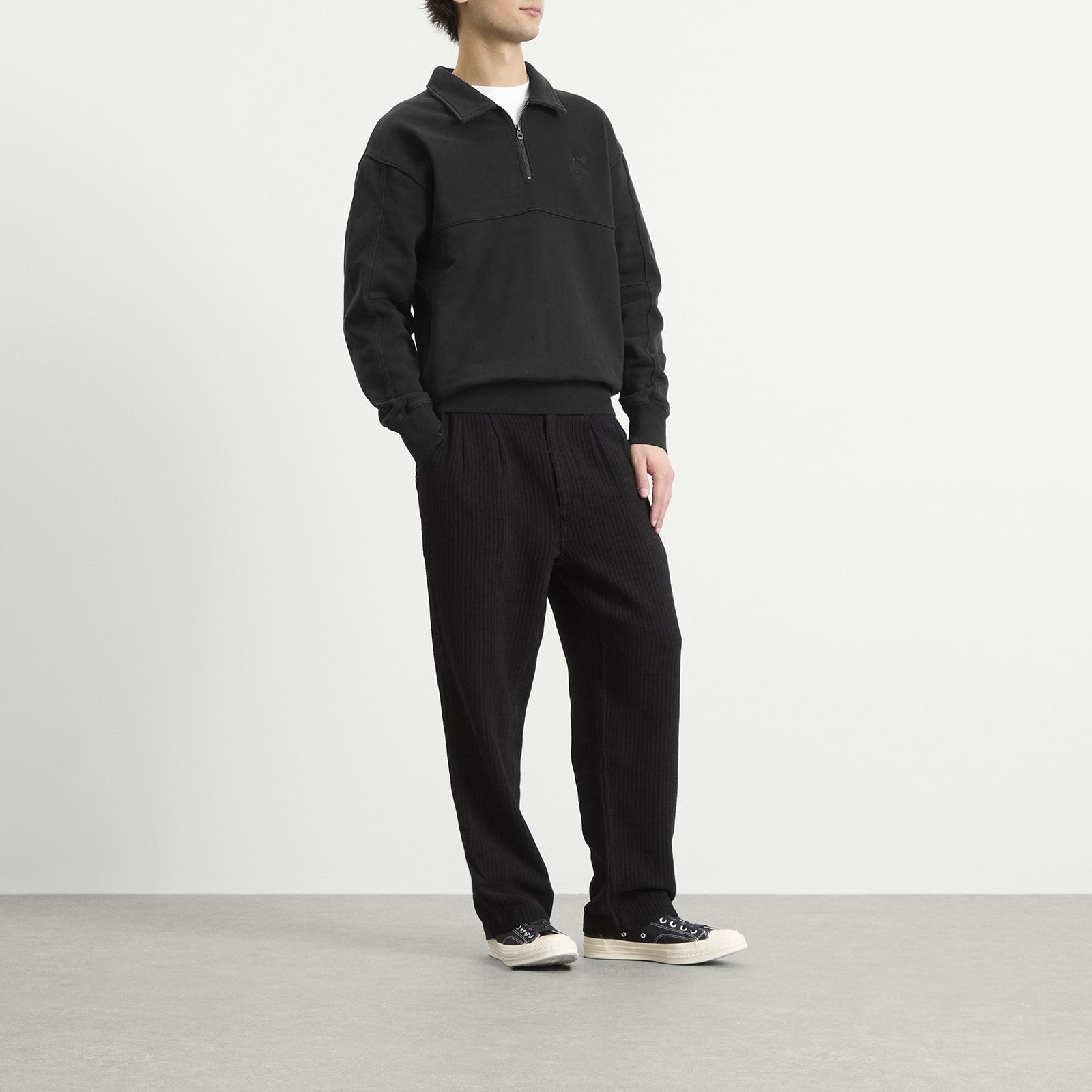 Men's Green Man Quarter Zip Sweatshirt in Ash