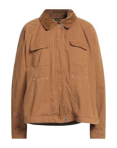 Woman Jacket Camel Size 2 Cotton, Elastane