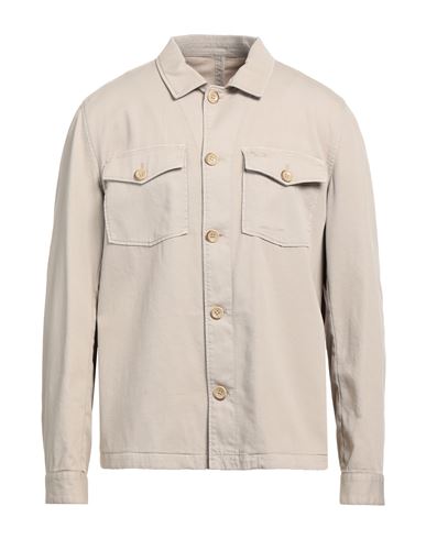 Man Shirt Beige Size L Cotton, Elastane