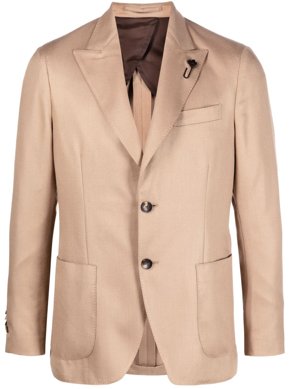 Slim-cut single-breasted blazer - Neutrals