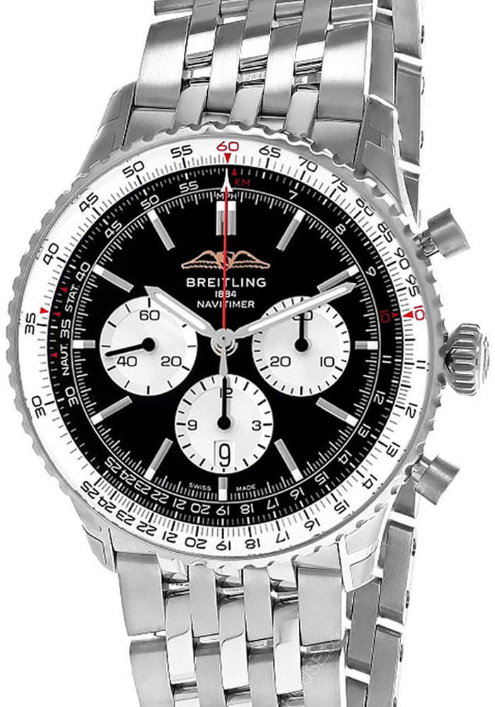 BREITLING Navitimer B01 CHRONO 46MM SS Black Dial Men's Watch AB0137211B1A1