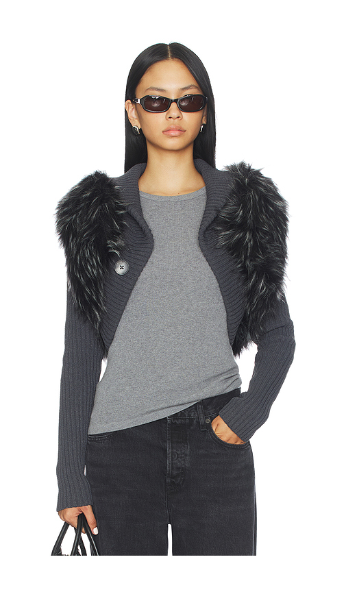Jaded London Knit Faux Fur Shrug in Grey. L. Also in XS