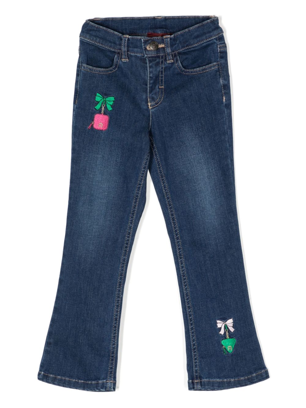 Embroidered flared jeans - Blue