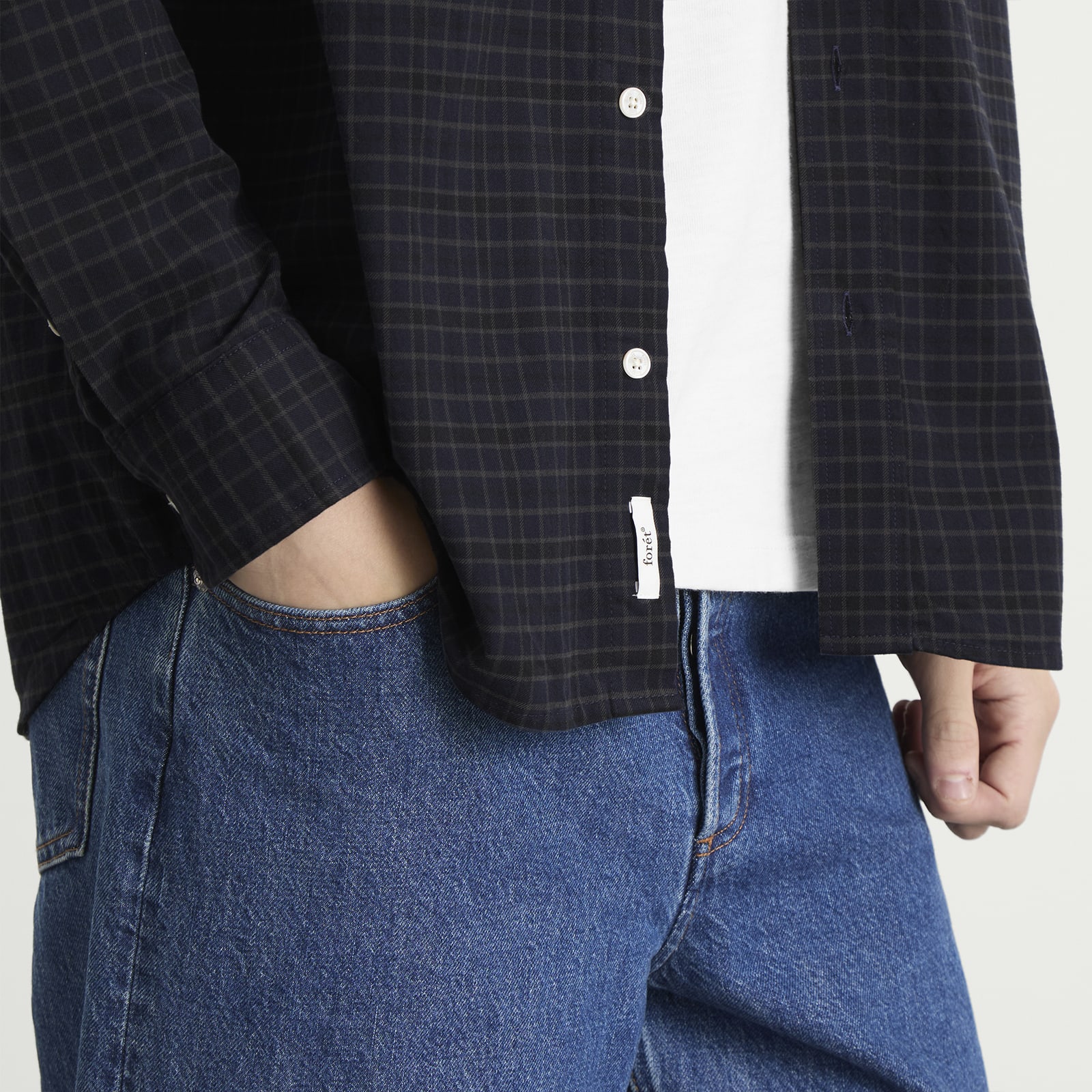 Men's Creek Heavy Flannel Check Overshirt Navy