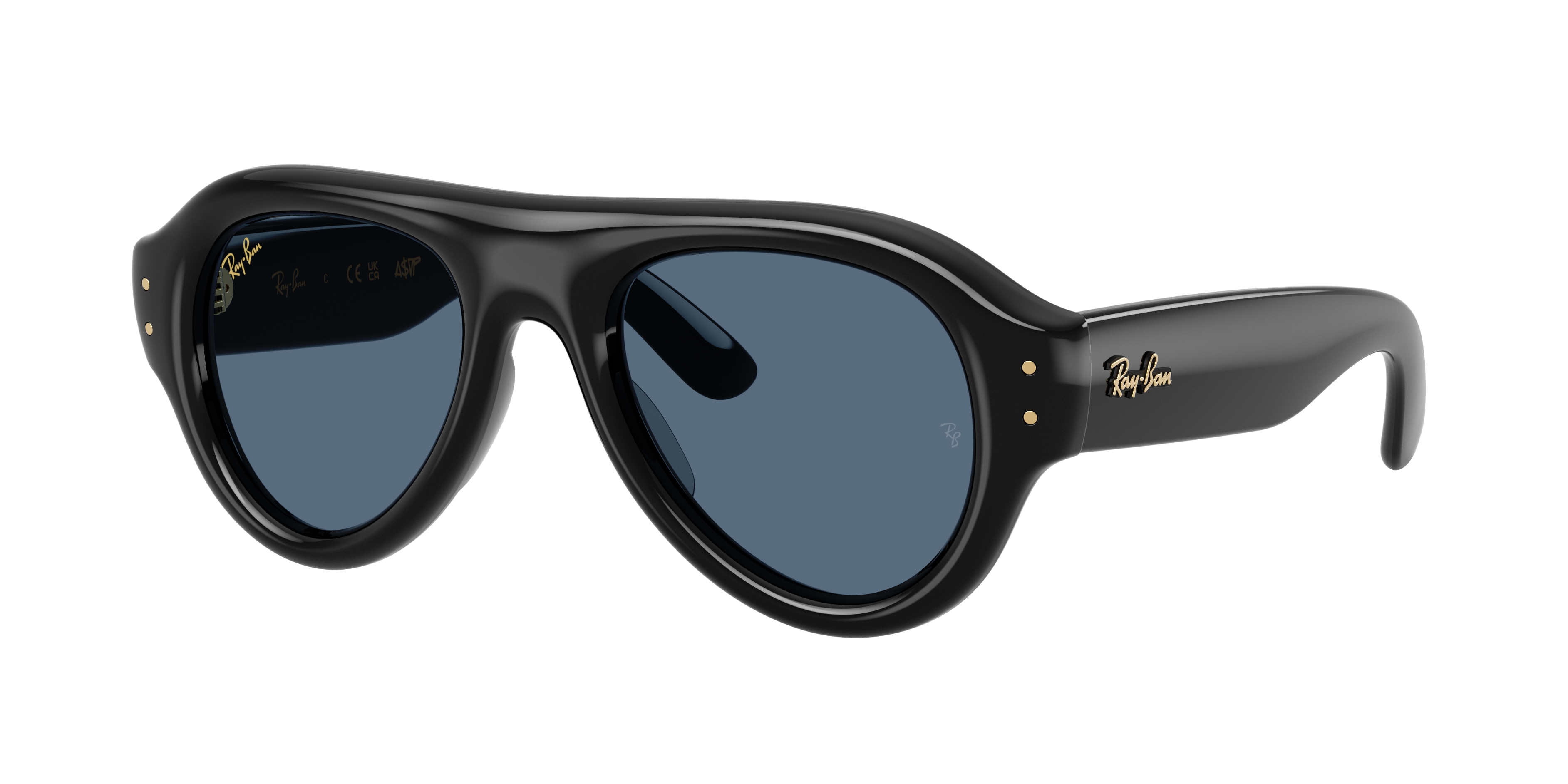 Ray-Ban Unisex Sunglass Aviator Puffer - Frame color: Black, Lens color: Ultra Black