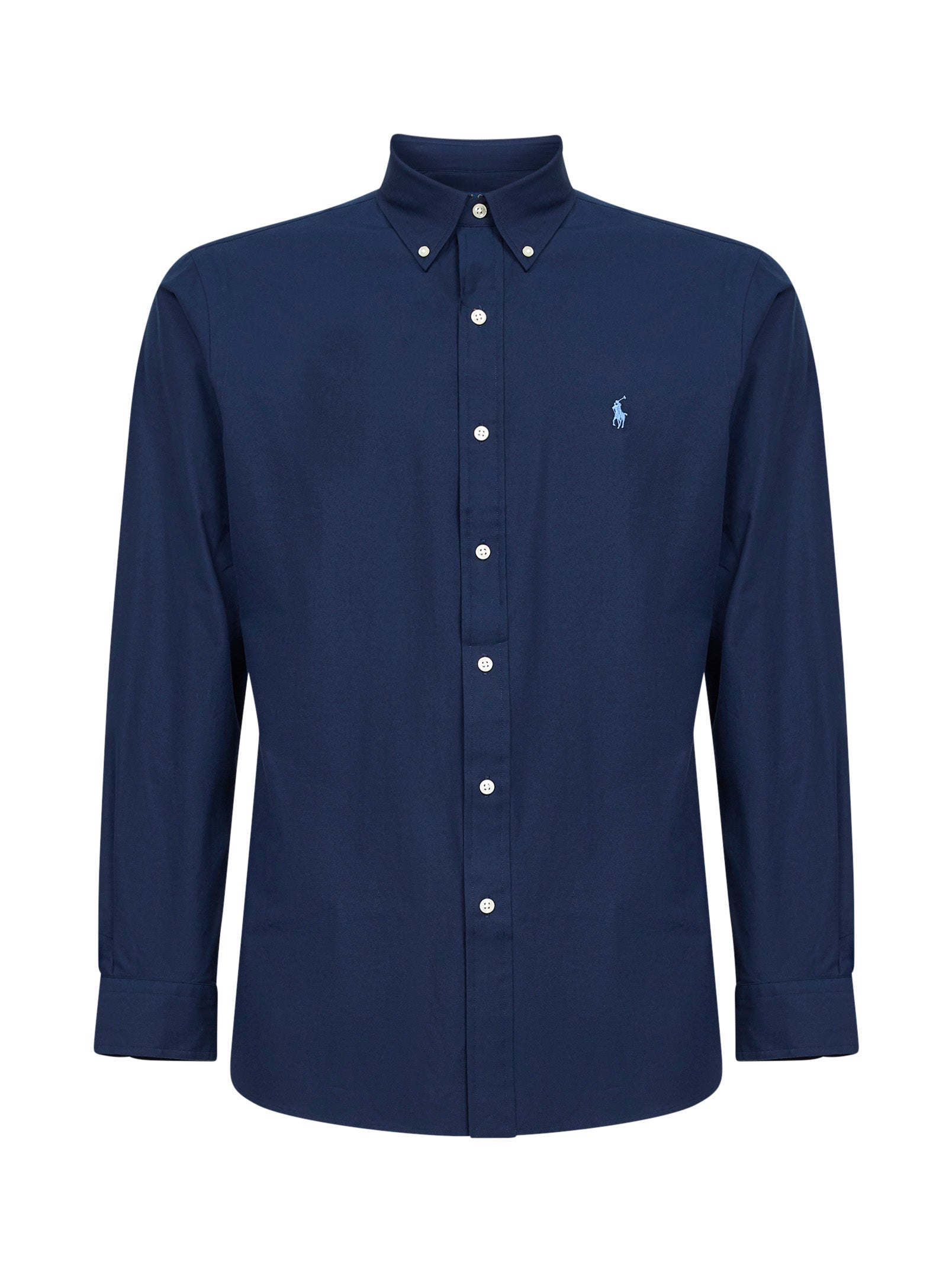 Custom-Fit Stretch Poplin Shirt — Navy