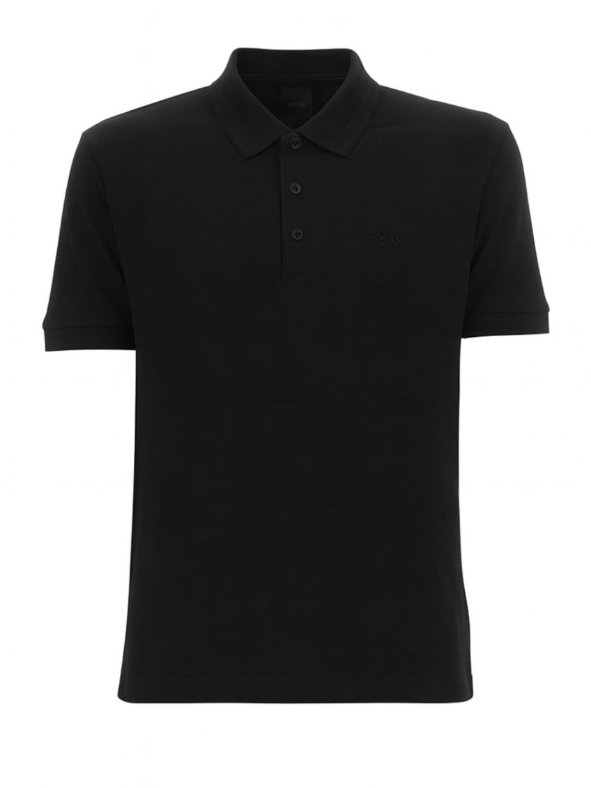 Black Solid Shirt Collar Polo