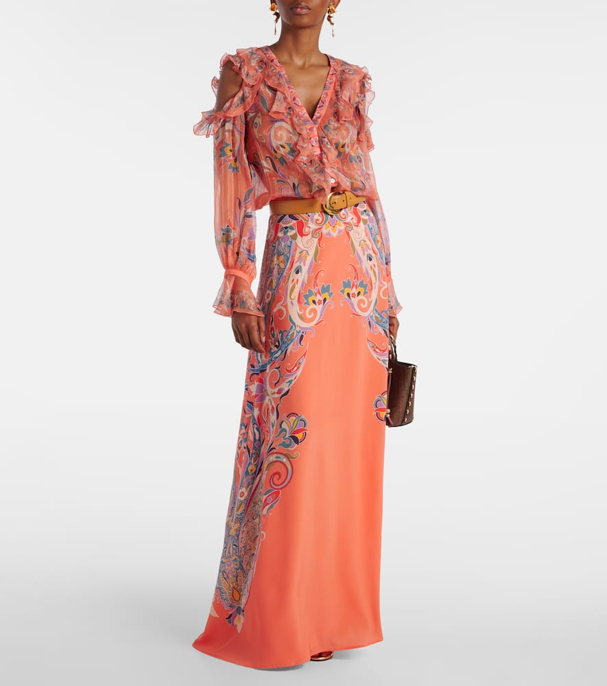 Paisley silk maxi skirt