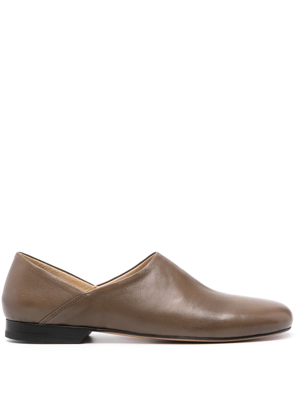 Folding-heel leather slippers - Black