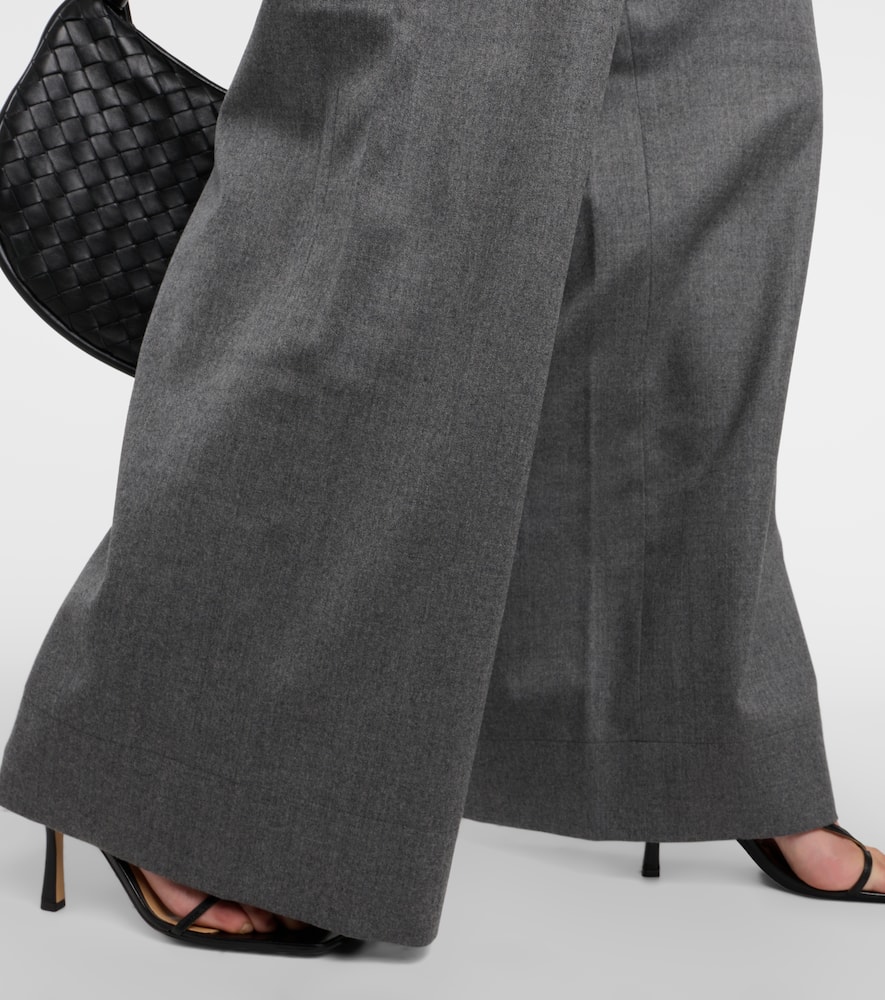 Low-rise wool flannel wide-leg pants