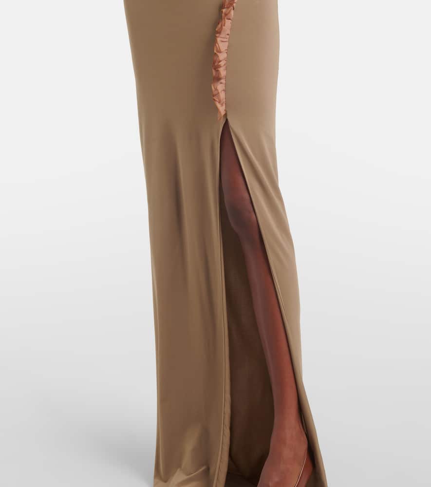 Asymmetric ruffled maxi dress