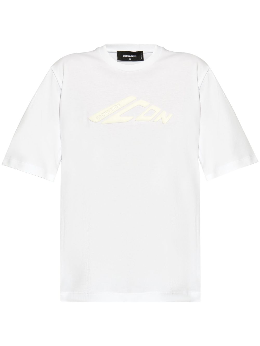 Icon logo-embossed cotton T-shirt - White
