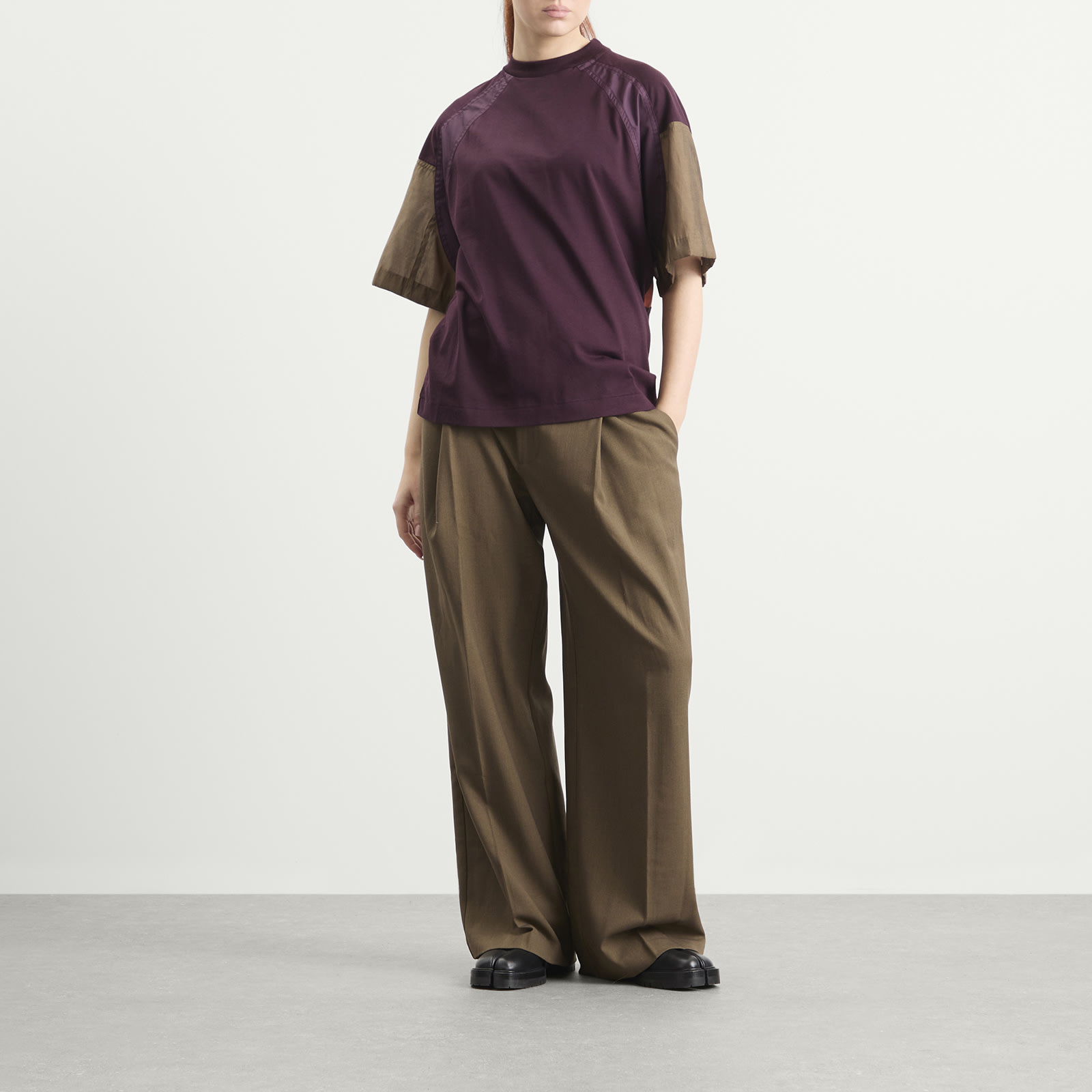 Women's TOGA Cotton Taffeta T-Shirt in Dark Red