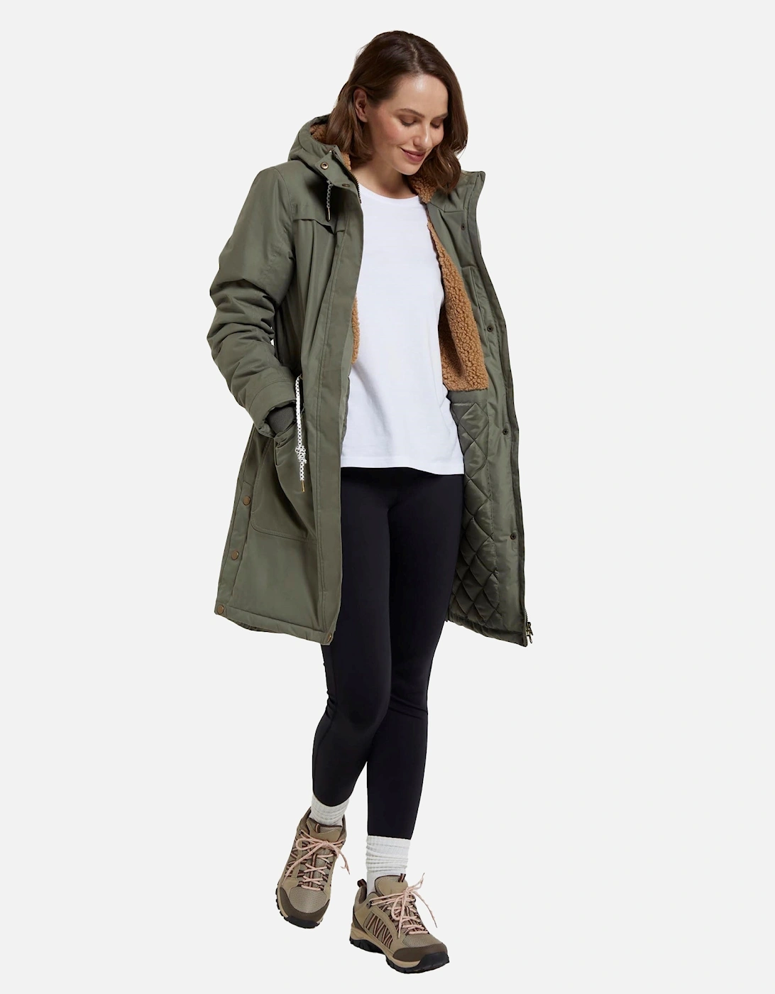 Women's Mountain Warehouse Womens/Ladies Acorn Waterproof Borg Lined Padded Parka - Green