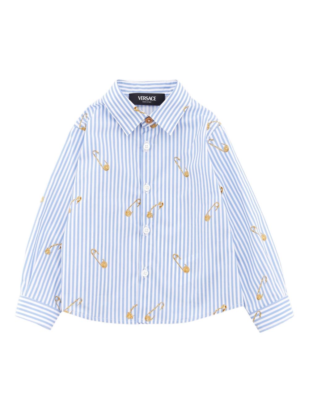 Medusa Safety Pin-print striped shirt - Blue