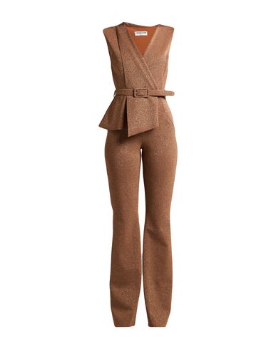 Woman Jumpsuit Brown Size 4 Polyamide, Viscose, Elastane, Polyester