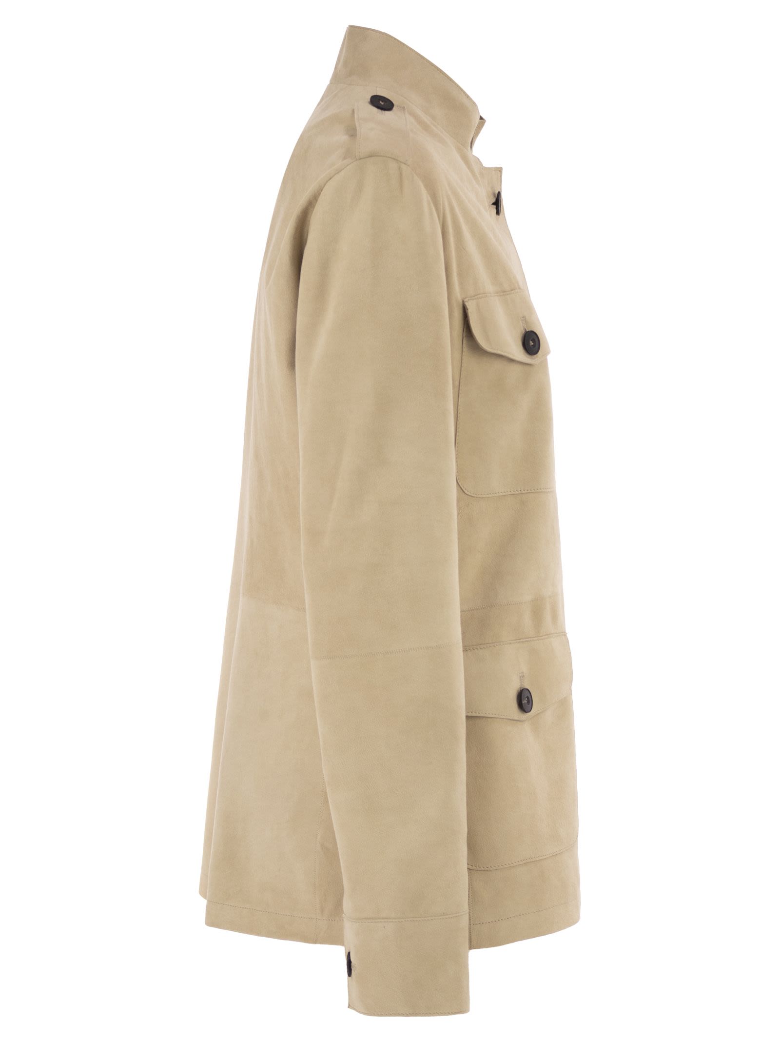 Antonelli Firenze Suede Safari Jacket With Patch Pocket