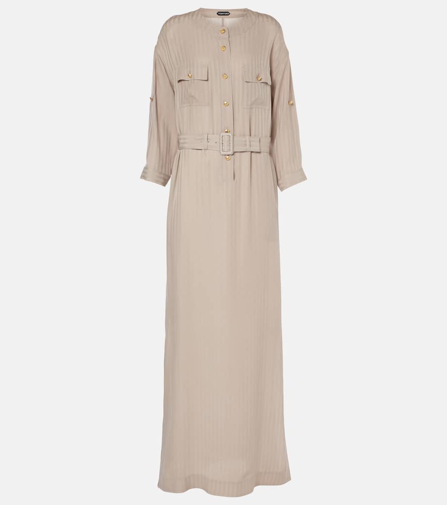 Striped belted shirt dress