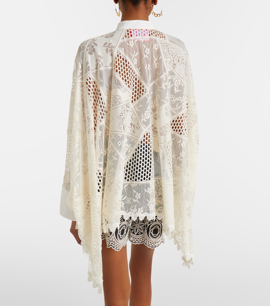 Foulard cotton-blend lace shirt
