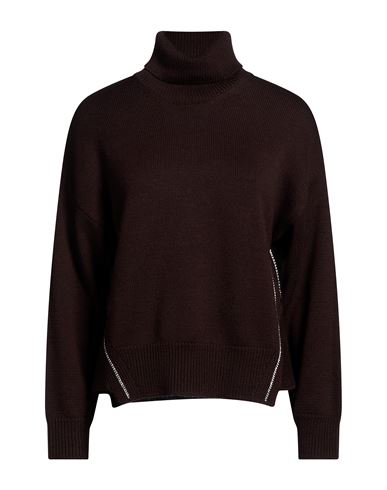 Woman Turtleneck Chocolate brown Size 6 Merino Wool
