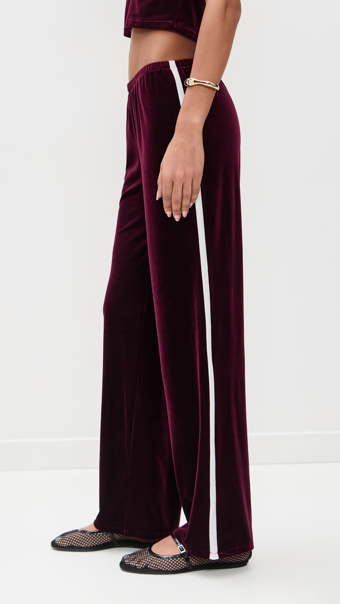 Paige Velvet Pants Wine/Ivory Stripe