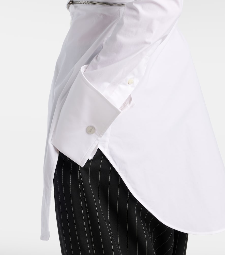 Belted cotton-blend shirt dress