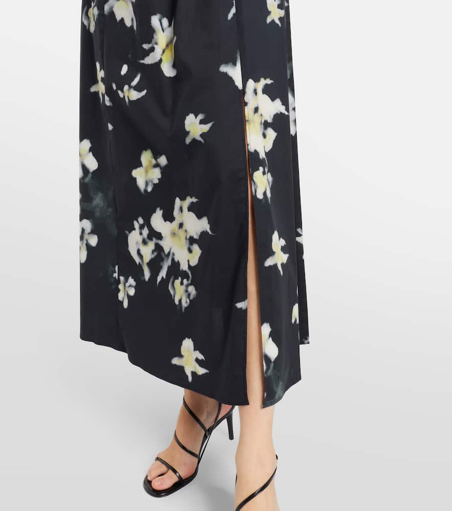 Floral cotton-blend midi dress