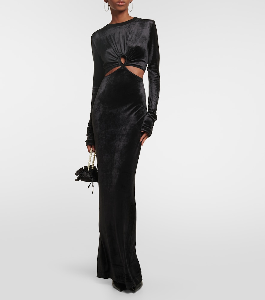 Cutout velvet maxi dress