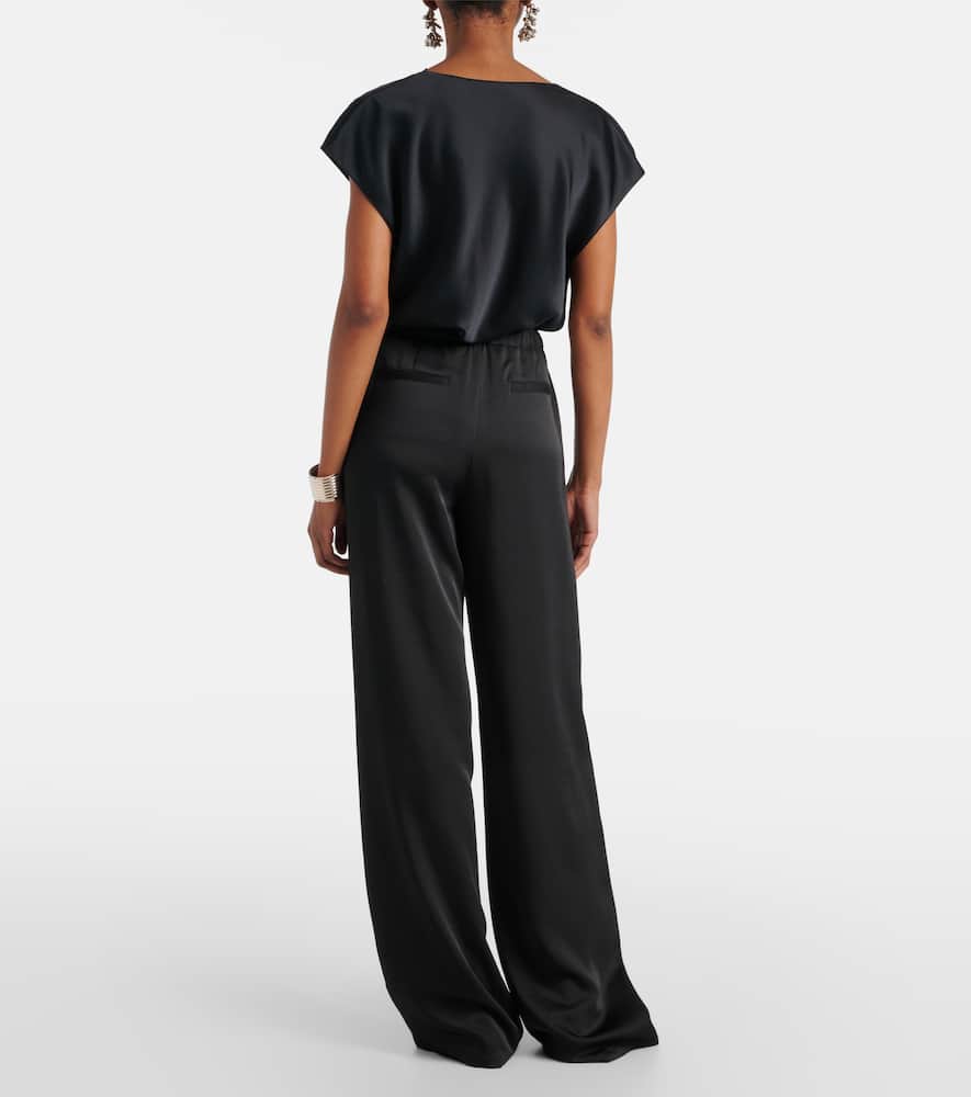 Mid-rise wide-leg pants