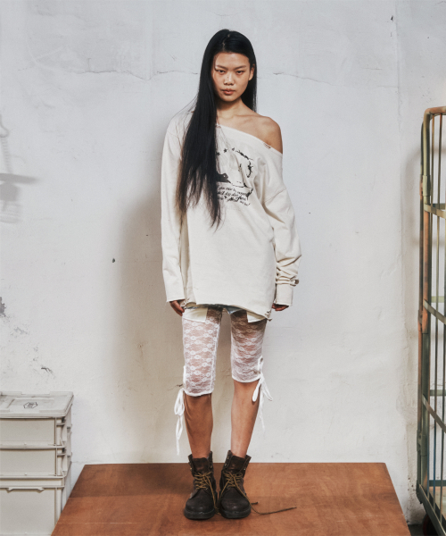 RAW CUT OVER LS TEE CREAM