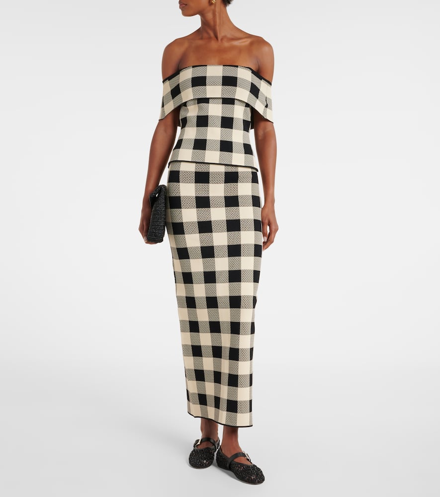 Pippa checked off-shoulder top