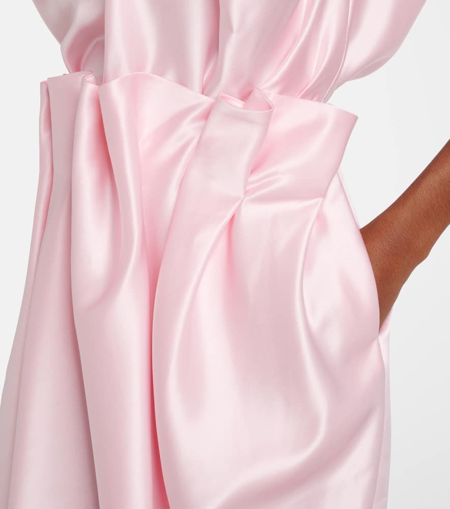 Draped satin midi skirt