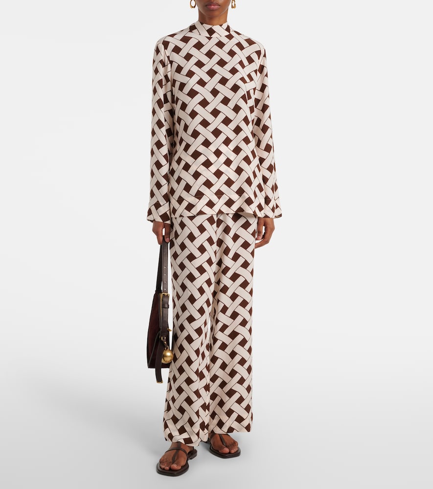 Libra printed tie-neck blouse